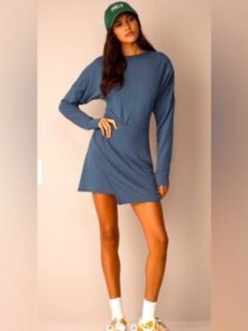 NWT Daily Practice by Anthropologie Long-Sleeve Asymmetrical Mini Dress Blue L